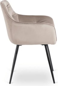 Krzesło Tapicerowane do Salonu MODESTO Beżowe Welurowe Nowoczesne Loft