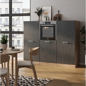 Blok kuchenny czarny beton/złoty dąb 180x46x81.6 r-line