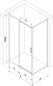 Mexen Exo kabina prysznicowa uchylna 105 x 70 cm, transparent, czarna - 819-105-070-70-00