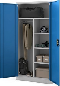 Socjalna szafa ubraniowa Dawid 90x45x185 cm, szary/niebieski