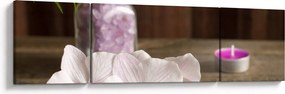 Obraz - Świeca i orchidee (170x50 cm)