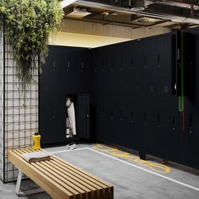 Szafa socjalna BHP ubraniowa 10-drzwiowa czarna: BARTEK 1360 x 1720 x 450 mm