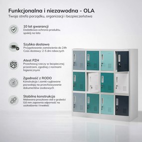 Szafka metalowa do szkoły i przedszkola szaro-niebiesko-granatowa, 1090x1200x450 mm: OLA