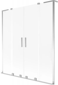 Mexen Velar L Duo parawan nawannowy 2-skrzydłowy rozsuwany 160 x 150 cm, szron, chrom - 896-160-003-32-01