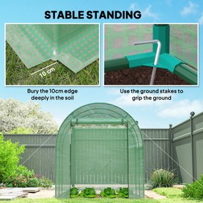 Outsunny Szklarnia przenośna z ramą stalową i pokrywą plastikową, Kolor Zielony