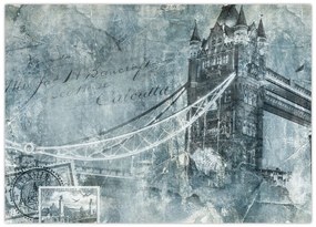 Obraz - Tower Bridge w chłodnych odcieniach (70x50 cm)