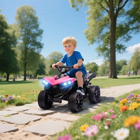 AIYAPLAY 6V quad dla dzieci, elektryczne ATV z muzyką i LED-reflektorami, dla 37-72 Monate, 70 x 42 x 45 cm, różowy | Aosom PL