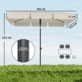 Outsunny Parasol 183 x 122 cm, wodoodporny balkonowy parasol z 3-stopniową regulacją i 8 ramionami, beżowy | Aosom PL
