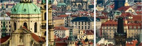 Obraz - Panorama Pragi (z zegarem) (90x30 cm)
