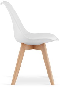 Zestaw jadalniany 1 + 4, biały stół ADRIA 120x80 cm + białe krzesło BALI MARK z bukowymi nogami