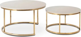 Zestaw Stolików Kawowych APULIA MAX 60 cm/80 cm Kaszmir/Złoty Glamour