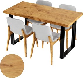 Stół Kuchenny Do Jadalni Loft Kolory Dąb Lancelot Czarne Nogi