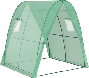 Outsunny Szklarnia z łukami z workami na piasek i pokrywą plastikową, 2 drzwi rolowane, okna siatkowe, przenośna, 1,8 x 1,8 x 2 m, Zielona