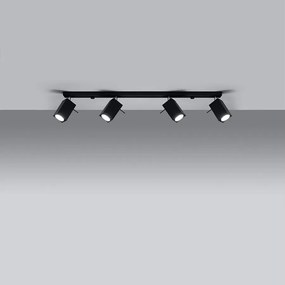 Plafony nowoczesny Briow, stal - 4 źródło światła 3000K - L.80 x H.16 cm - czarny