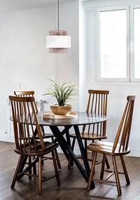 Biało-beżowa lampa wisząca abażurowa boho - A518-Sozi