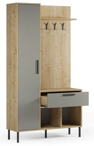 Zielono-naturalny zestaw do przedpokoju w dekorze dębu 108x195x35 cm Heidy – Marckeric