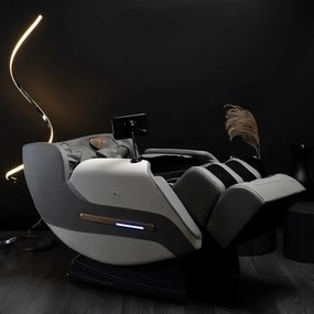 Fotel Masujący VX MAX Wypoczynkowy Relaksacyjny Szary Ekoskóra Nowoczesny