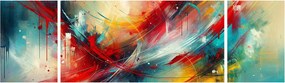 Obraz – Abstrakcja z czerwienią (170x50 cm)
