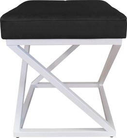 Pufa ZOA tkanina Welur loft ławka podnóżek metal : Kolor Stelaża - Biały, Kolor tkaniny - VELVET - MG19, Typ tkaniny - Velvet