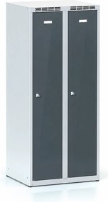 Metalowa szafka ubraniowa S7, 2-drzwiowa, 1500 x 600 x 500 mm, demontaż, zamek obrotowy, drzwi ciemnoszare