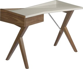 Orzechowe biurko z szarym drewnianym blatem 3018 ANGEL CERDA