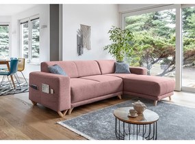 Różowy rozkładany/ze schowkiem narożnik Classy Sophie – Miuform