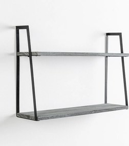 Zestaw dwóch półek ściennych Eloi 2 poziomy szary, drewno paulowniowe