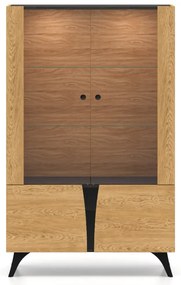 Witryna niska HESTIA 2W2D 95cm dąb/czarna ML MEBLE