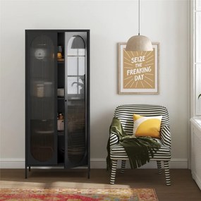 Czarna metalowa witryna 80x186x40 cm Luna – Støraa