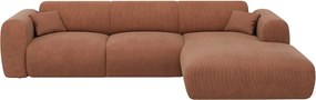 Kanapa narożna prawostronna dużych rozmiarów z  terakotowego weluru  - POGNI Pascala Morabito