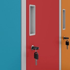 Szafka szkolna BHP 6-komorowa szaro-wielokolorowa, 900x1500x450 mm: IGOREK
