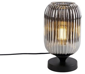 Lampa stołowa art deco czarna z przydymionym szkłem - Banci ArtDeco Oswietlenie wewnetrzne