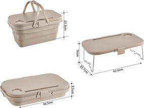 Składany kosz piknikowy TRIGO 3w1, szary