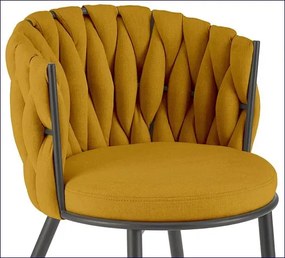 Musztardowe krzesło tapicerowane w stylu modern glam - Dibler