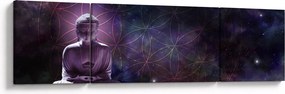 Obraz - Budda z kwiatami życia (170x50 cm)