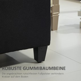 HOMCOM Ławka z Przestrzenią na Przechowywanie, Tapicerka w stylu Lnianego Poliestru, Drewno Kauczukowe, Czarna, 100 x 40 x 44 cm