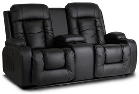 Sofa Rozkładana Dwuosobowa ALPINE Czarna Ekoskóra Nowoczesna do Salonu