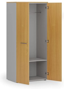 Szafa ubraniowa biurowa PRIMO GRAY, 1 półka, drążek do szafy, 800 x 500 x 1781 mm, szary/buk