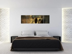 Obraz - Słuchawki lotnicze w stylu vintage (170x50 cm)