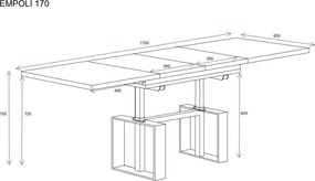Ławostół z podnoszonym i rozkładanym blatem Empoli kaszmir