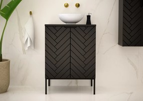 Szafka pod umywalkę nablatową Aspen 09, czarna, 60 cm - zestaw 1