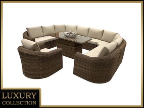 Rattanowy zestaw do jadalni modułowy BORNEO LUXURY dla 9 osób (brązowy)