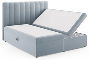 Jasnoniebieskie łóżko boxspring ze schowkiem 180x200 cm Gina – Milo Casa