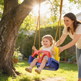 Outsunny Huśtawka dla niemowląt 3 w 1 regulowana, huśtawka z oparciem i pasem, dla dzieci 9-36 miesięcy, ciemnoniebieska | Aosom PL