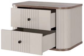 Zestaw szafek nocnych wiszących Vesper 56 cm - kaszmir / orzech / czarne uchwyty