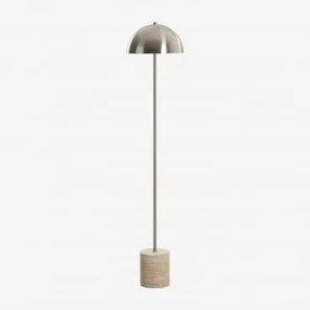 Lampa Stojąca Led Ze Stali Nierdzewnej I Naturalnego Kamienia Nicolas Travertine - Sklum