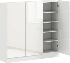 HOMCOM Szafka na buty z 10 półkami na 25-30 par butów, Otwory wentylacyjne, Drzwi z funkcją Soft-Close, MDF, Biały