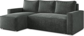 Masseno Narożnik POTARO z funkcją spania i pojemnikiem na pościel Narozniki L, Rozkładana sofa - Szary, LUMO 75