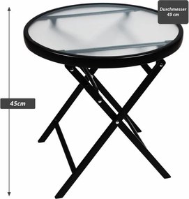 Stolik pomocniczy ze szklanym blatem, czarny, Ø 45 cm, stal
