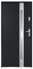 Drzwi wejściowe ze stali nierdzewnej i inox z przeszkleniami, wys. 207 x szer. 100 cm, kolor antracytowy – skrzydło lewe - BRAGA